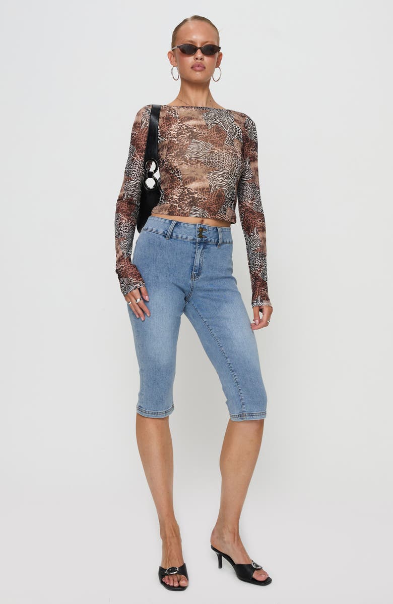 Princess Polly Tied In Long Sleeve Mesh Top, Alternate, color, Leopard