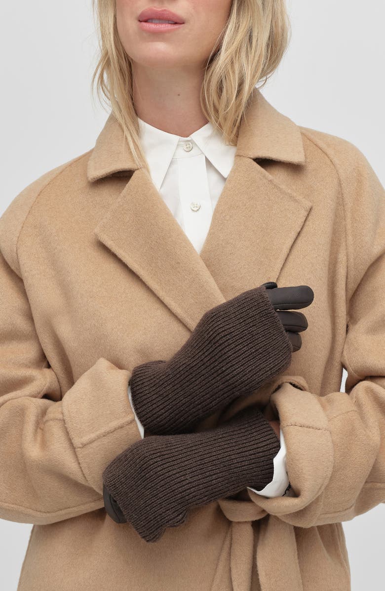 Favorite Daughter Knit Arm Warmer & Leather Gloves Set, Alternate, color, Coffee