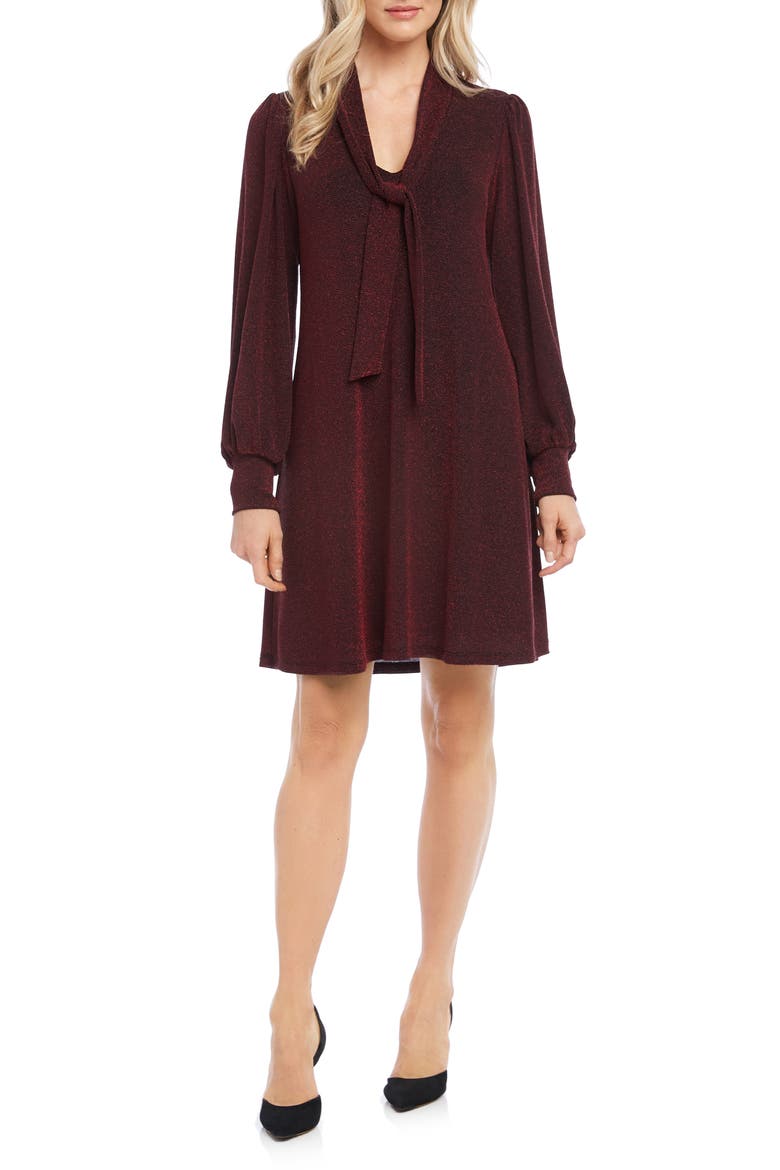 Taylor Long Sleeve Tie Neck Dress, Main, color, RED