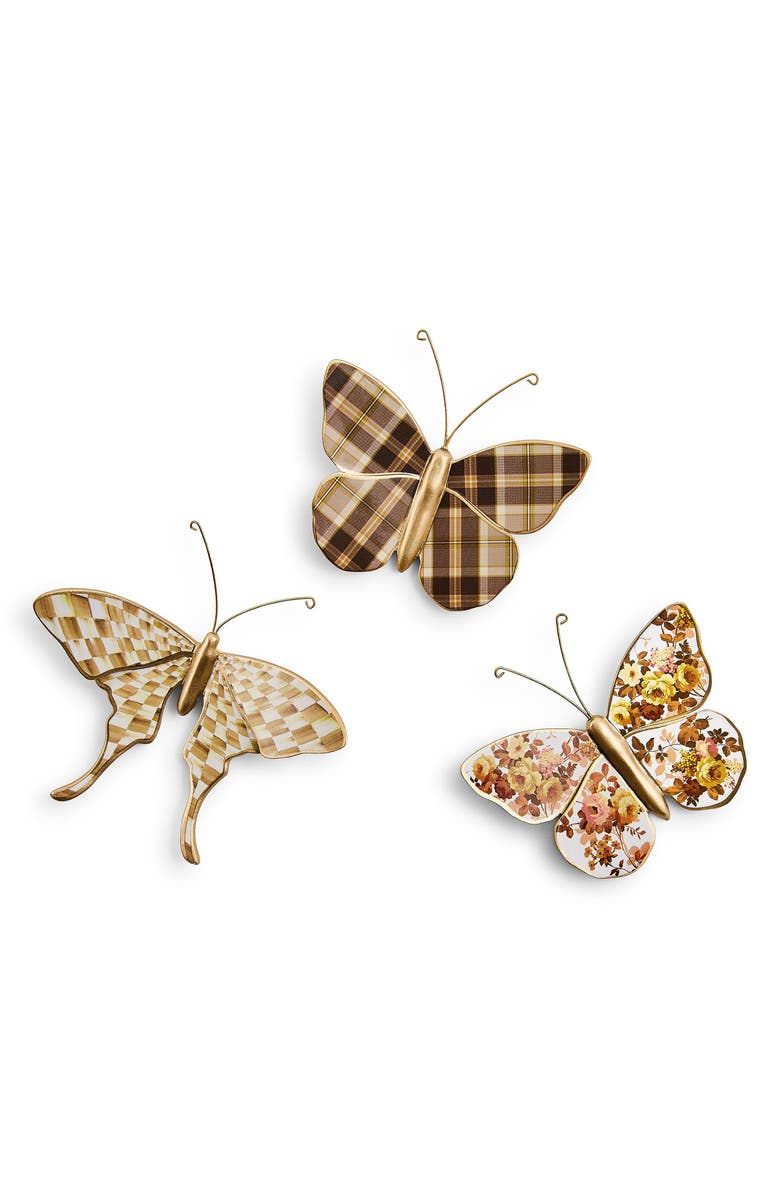 MACKENZIE CHILDS Set of 3 Assorted Mocha Butterfly Wall Decor, Alternate, color, Mocha