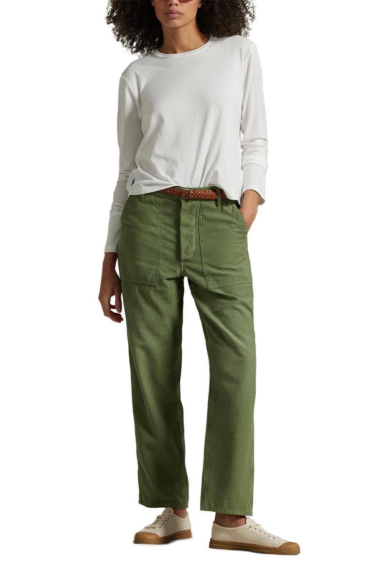 Ricky Cotton Sateen Utility Pants, Alternate, color, OLIVE