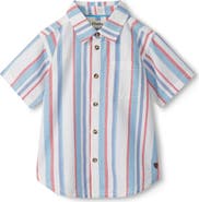 Hatley Kids' Stripe Short Sleeve Cotton Button-Up Shirt