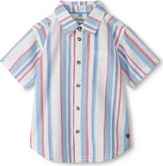 Hatley Kids' Stripe Short Sleeve Cotton Button-Up Shirt