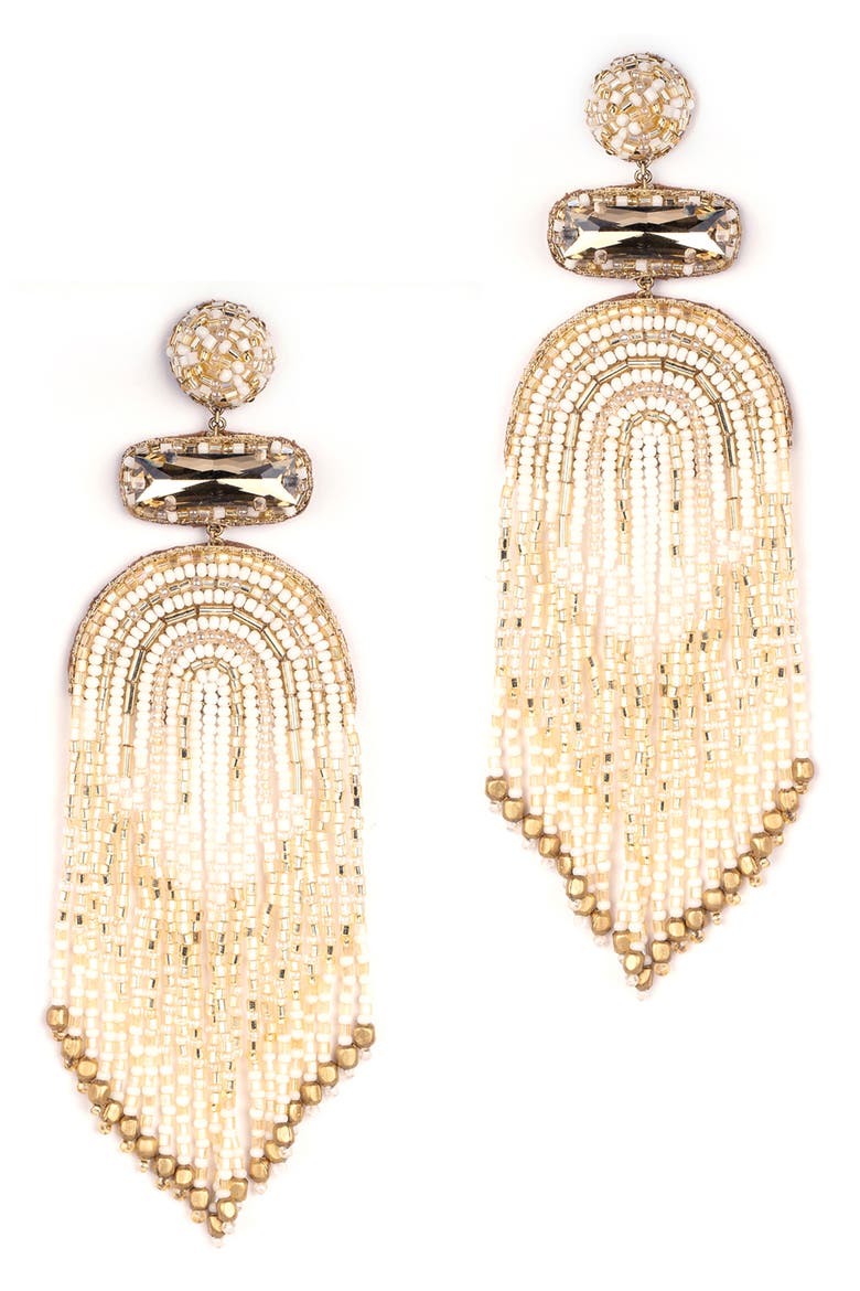 Ishana Bead Chandelier Earrings, Main, color, IVORY
