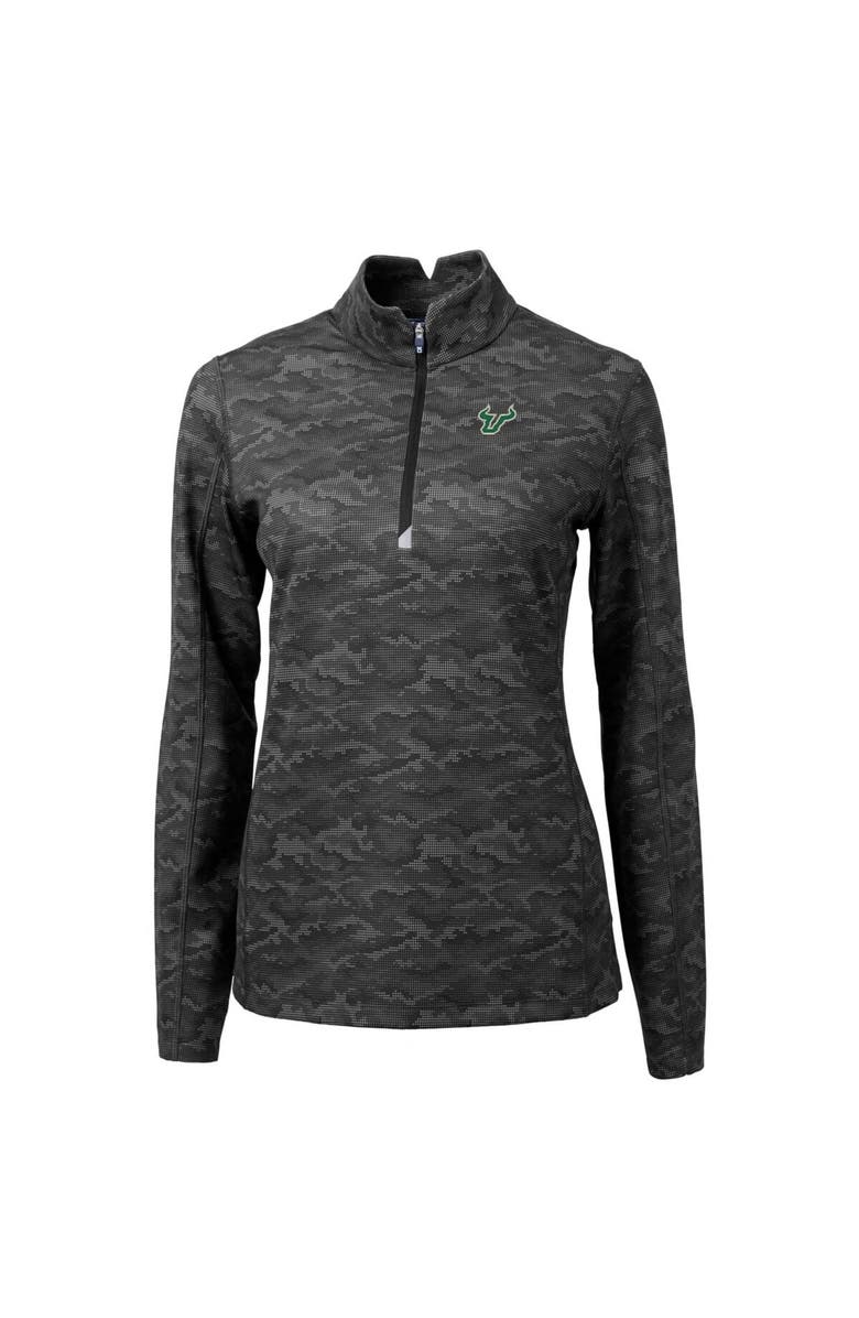 Cutter & Buck Women's Cutter & Buck Black South Florida Bulls Traverse Camo Quarter-Zip Pullover Top, Alternate, color, 