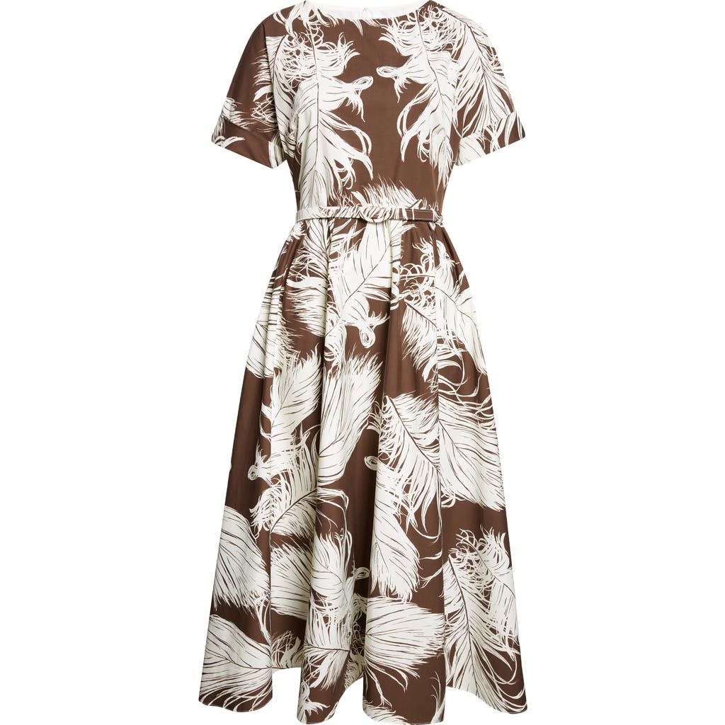 Oscar De La Renta All Over Feathers Dress In Brown
