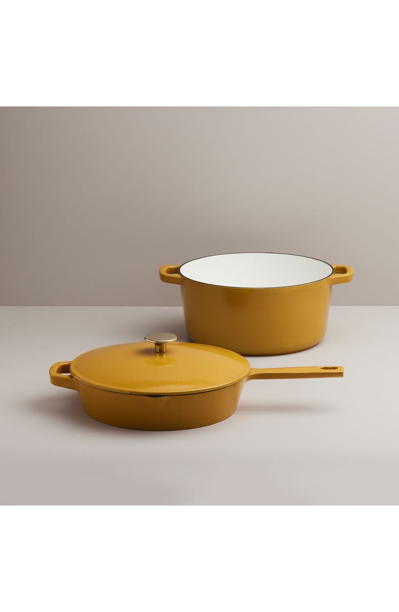 KANA 3-Piece Cast Iron Cookware Set, Main, color, Dijon