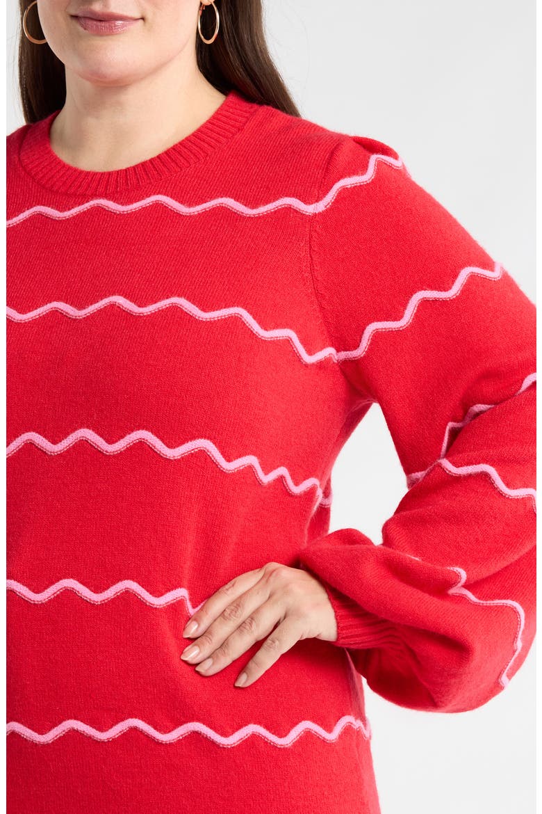 Maeverly Wavy Stripe Sweater, Alternate, color, RED-FUCHSIA