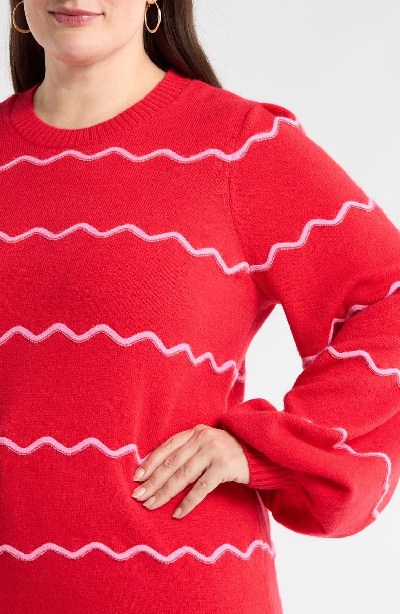 SUGARLIPS Maeverly Wavy Stripe Sweater, Alternate, color, Red-Fuchsia