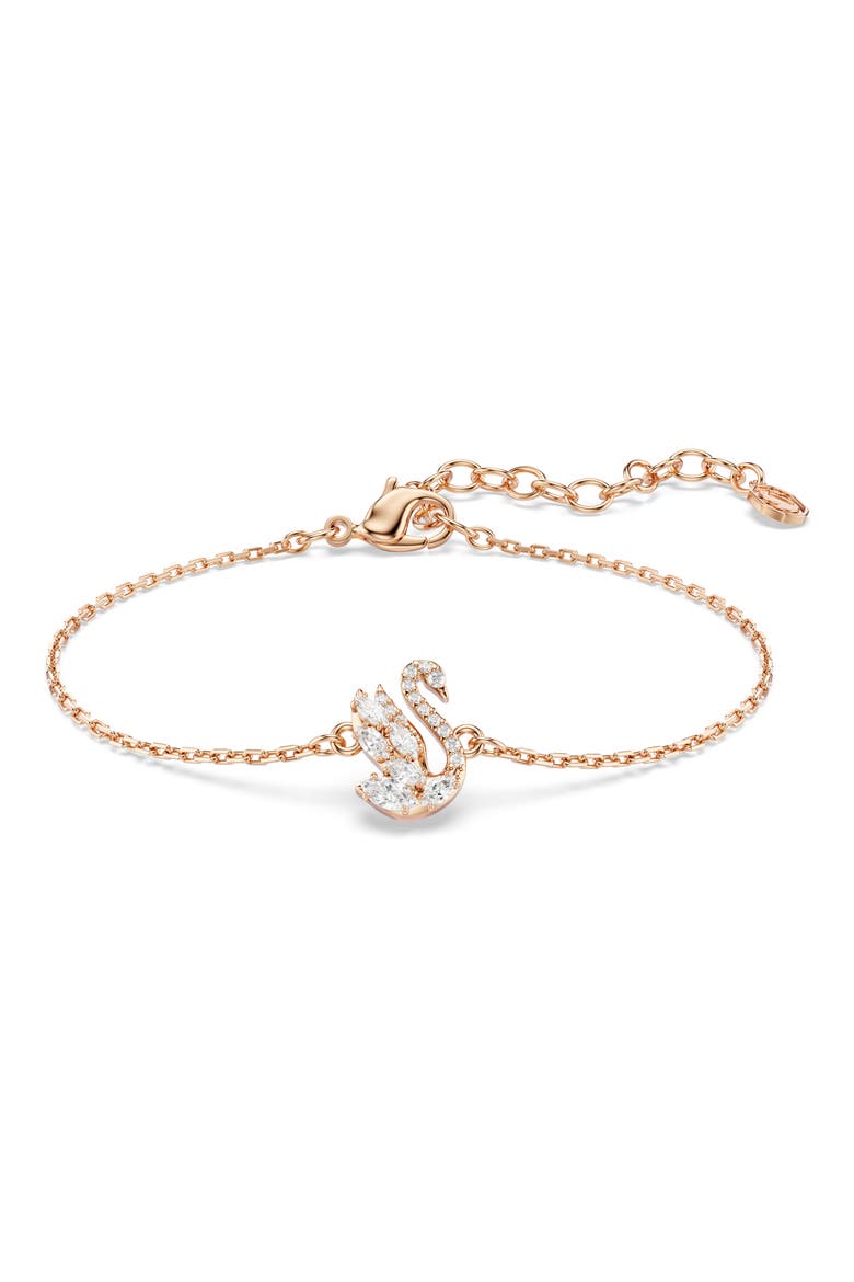 Swan Bracelet, Main, color, ROSE GOLD/ WHITE