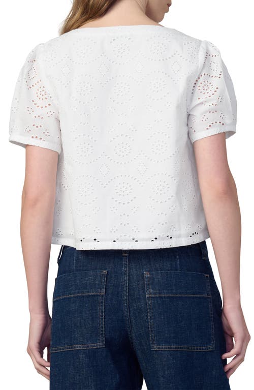 Joe's The Halle Puff Sleeve Eyelet Cotton Button-up Shirt In White