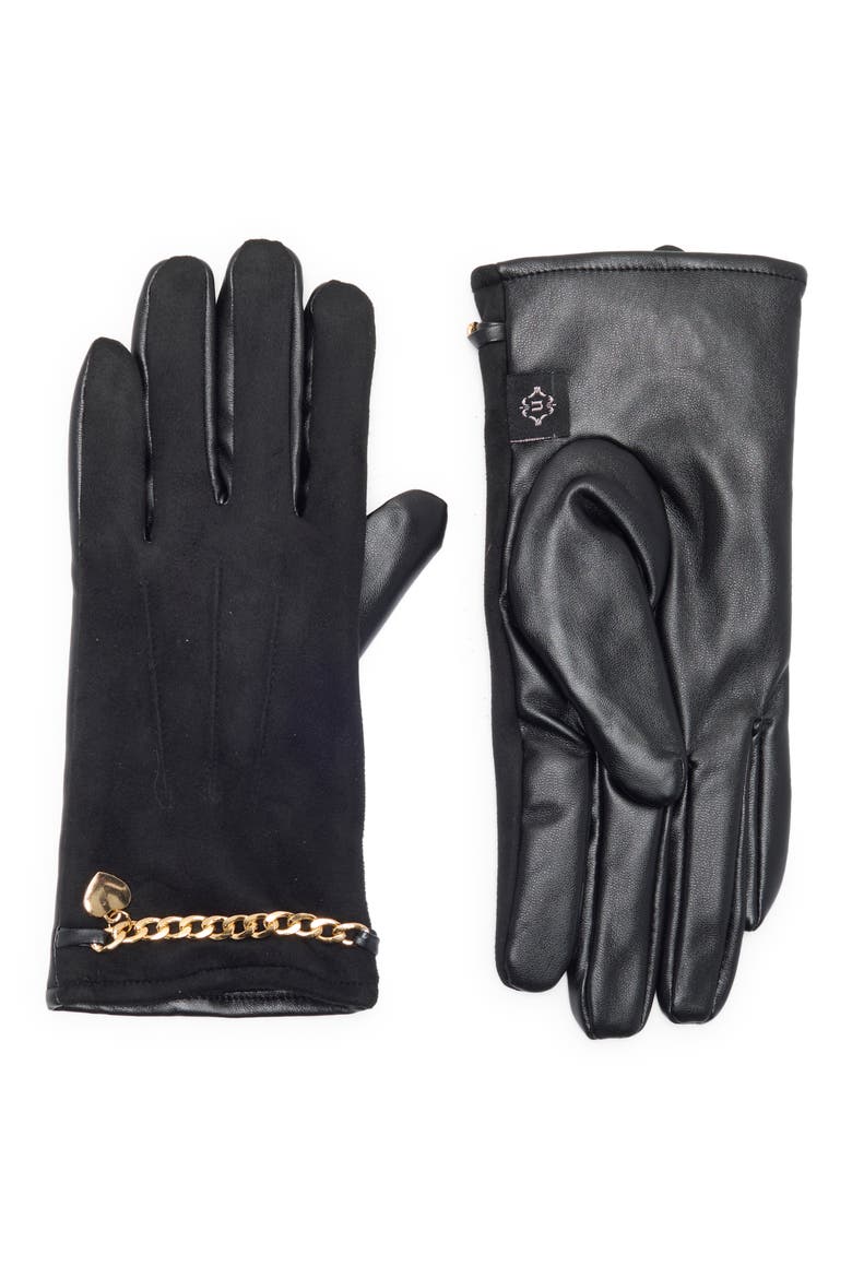 Tech Gloves with Chain Detail, Main, color, BLACK