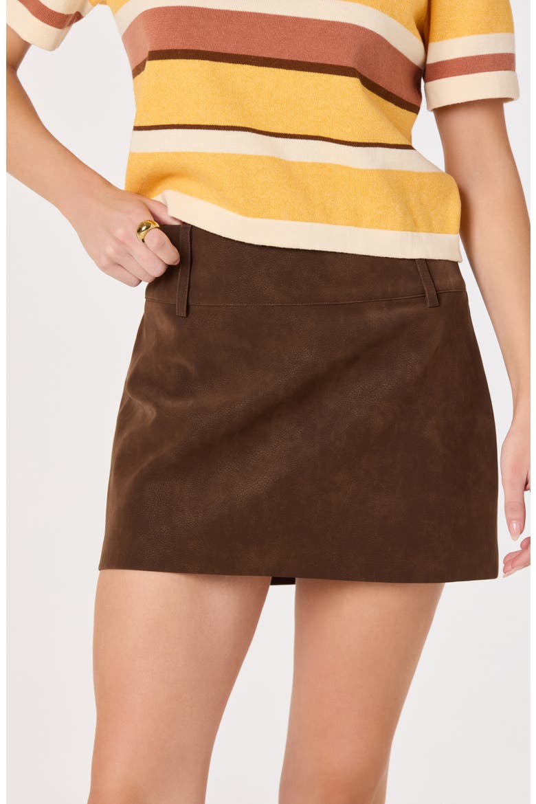 Arielle Faux Leather Skort, Alternate, color, BROWN