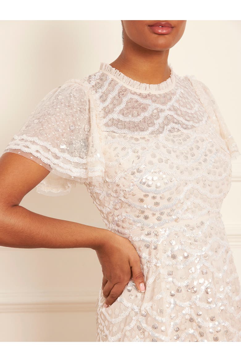 Deco Dot Gloss Ankle Gown, Alternate, color, Cream