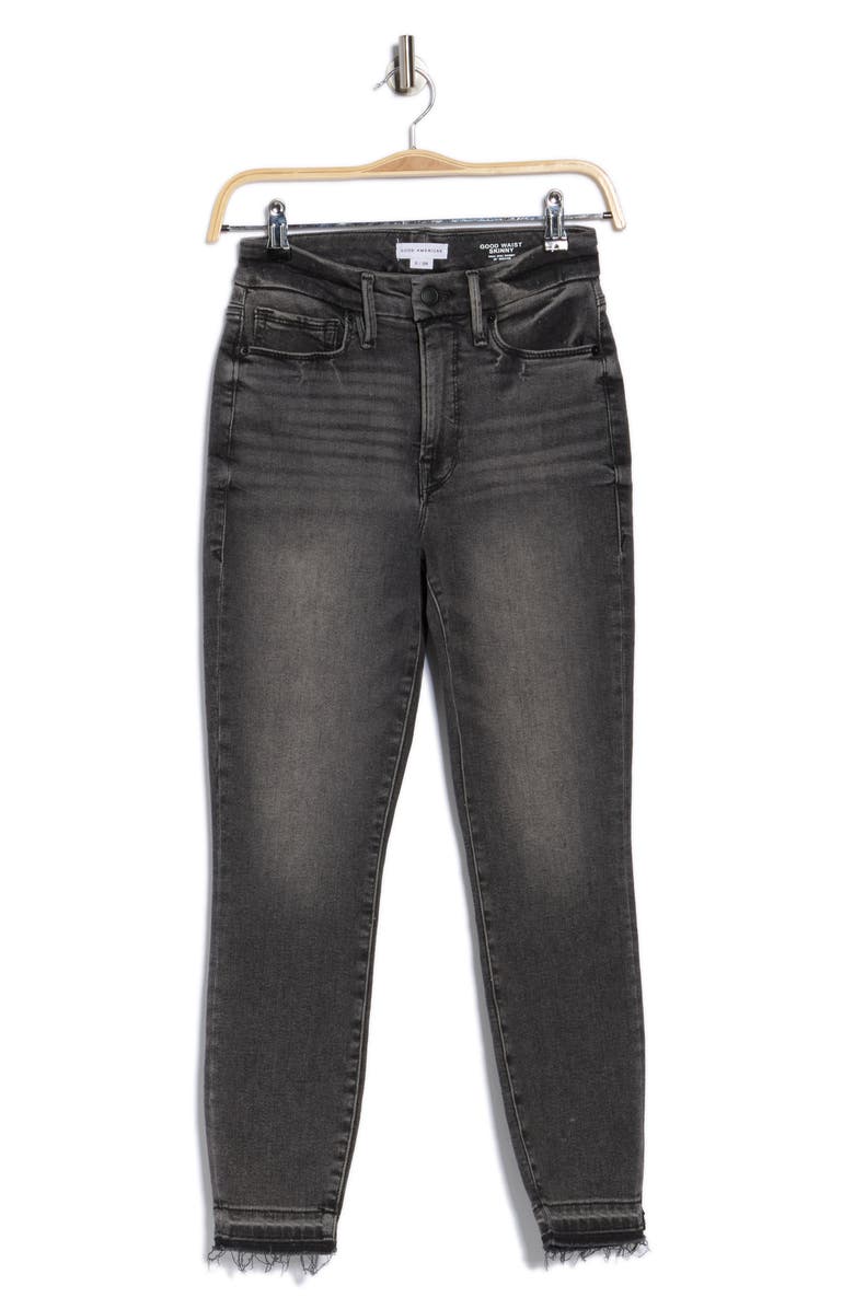 Good American Good Waist Release Hem Crop Skinny Jeans, Alternate, color, Black K338