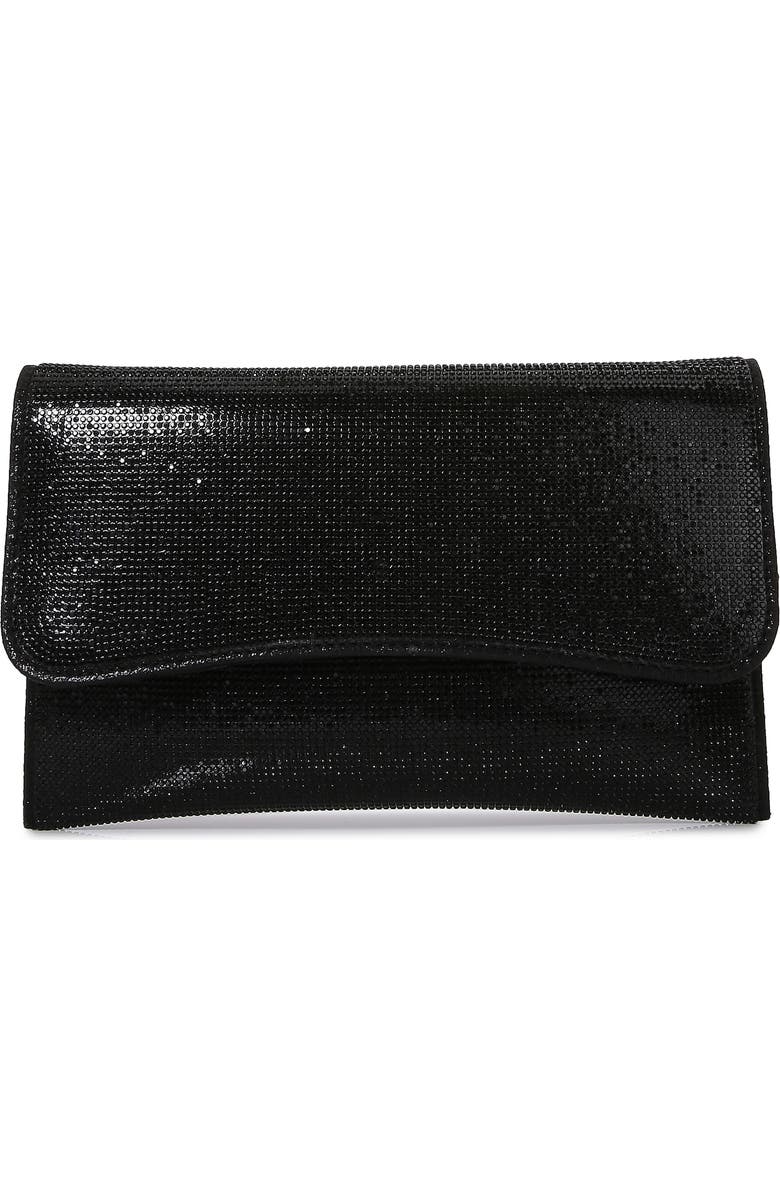 BERNESS Rhinestone Envelope Clutch, Main, color, Black