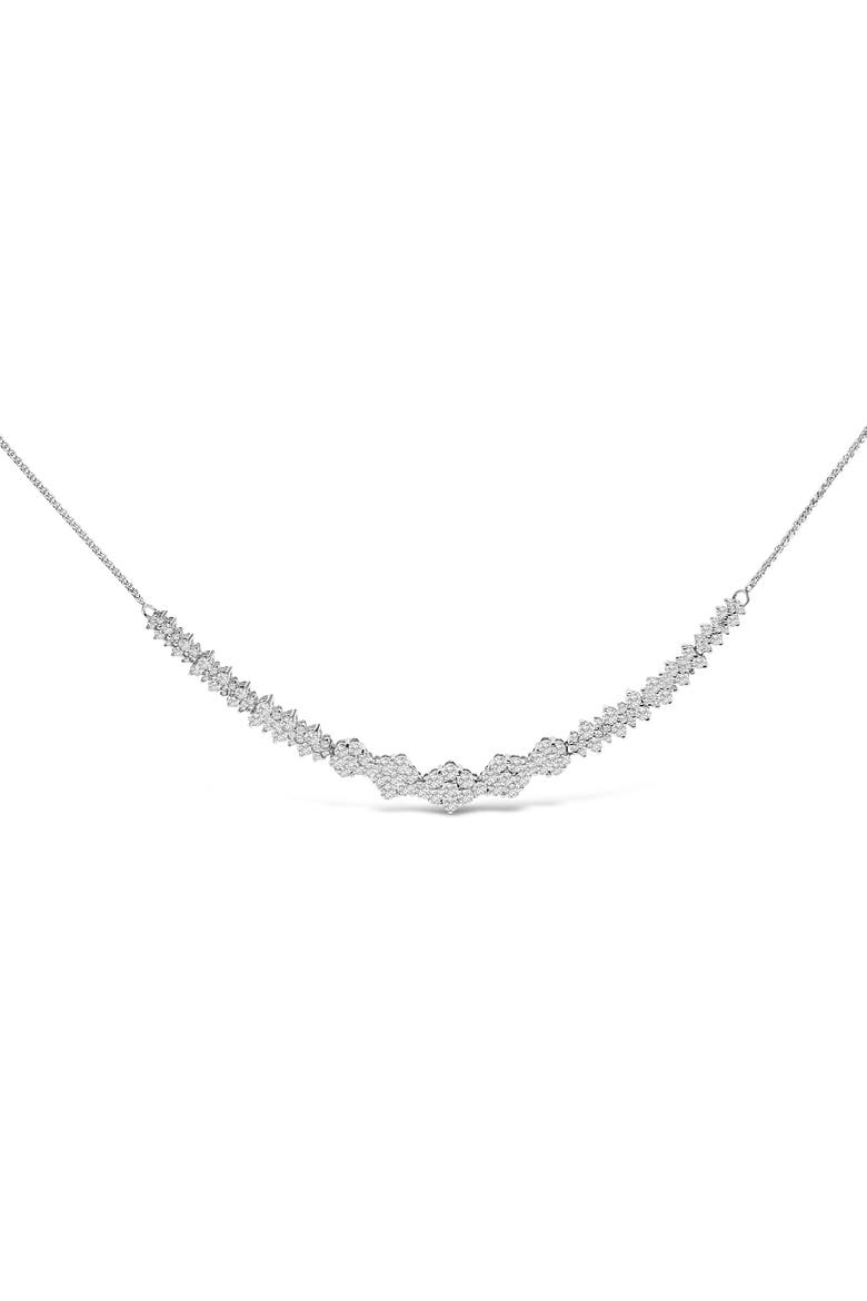 14K White Gold 2.00 Cttw Diamond Composite Cluster Bar Necklace, Main, color, White Gold