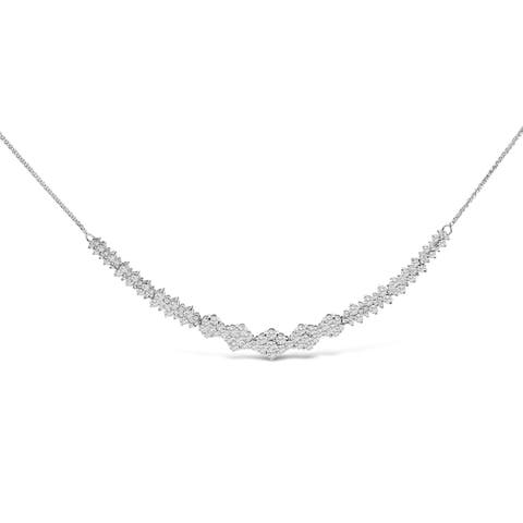 14K White Gold 2.00 Cttw Diamond Composite Cluster Bar Necklace