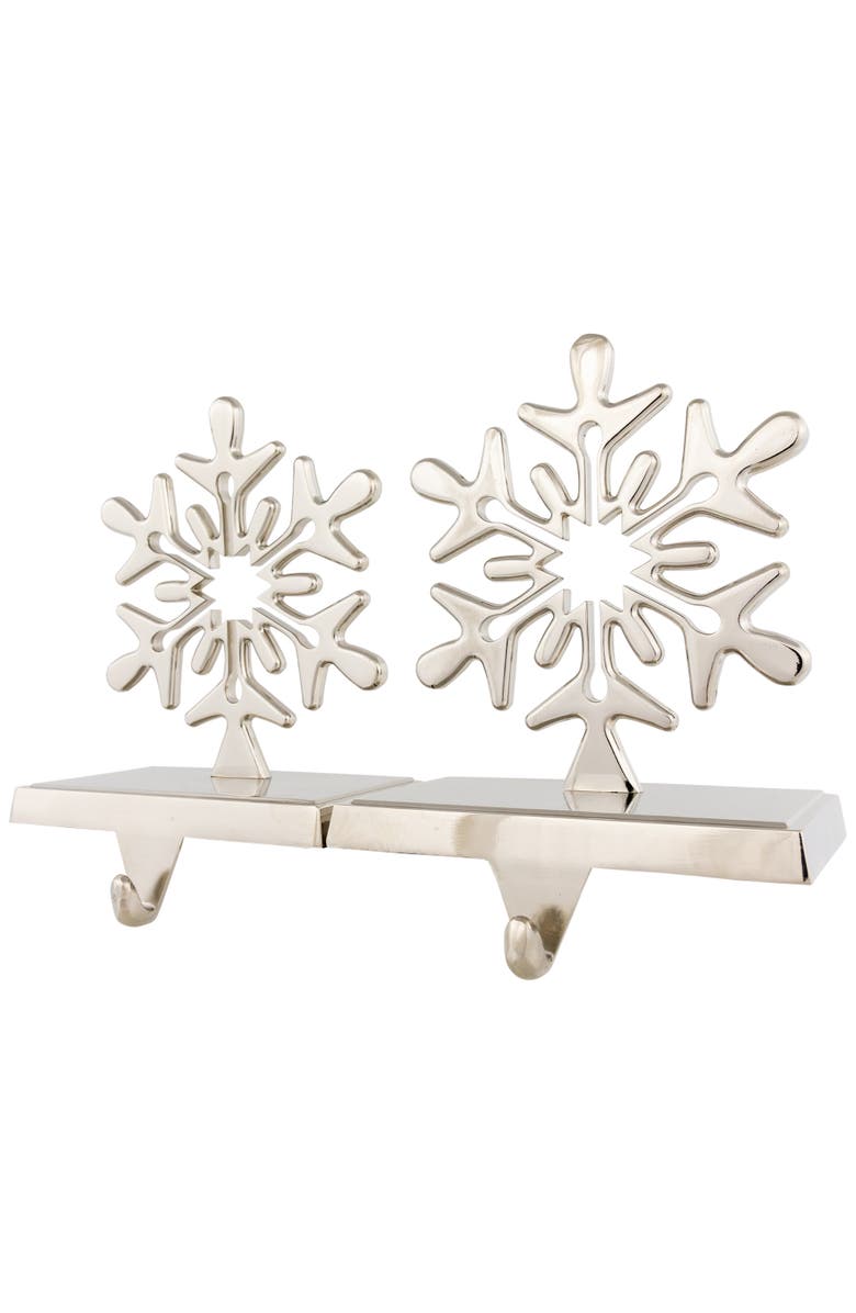 Northlight Set of 2 Solid Silver Snowflake Cutout Christmas Metal Stocking Holders 6.5", Alternate, color, Silver
