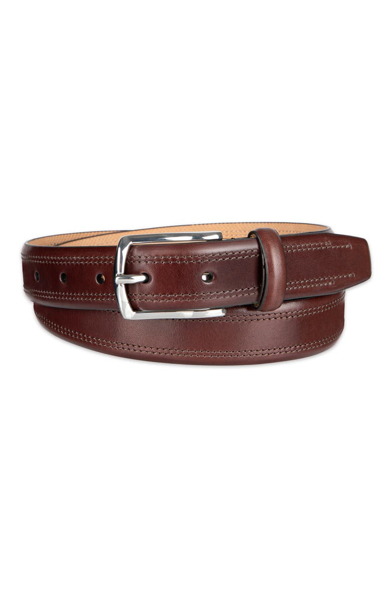 Fes Stitch Leather Belt, Alternate, color, CHOCOLATE