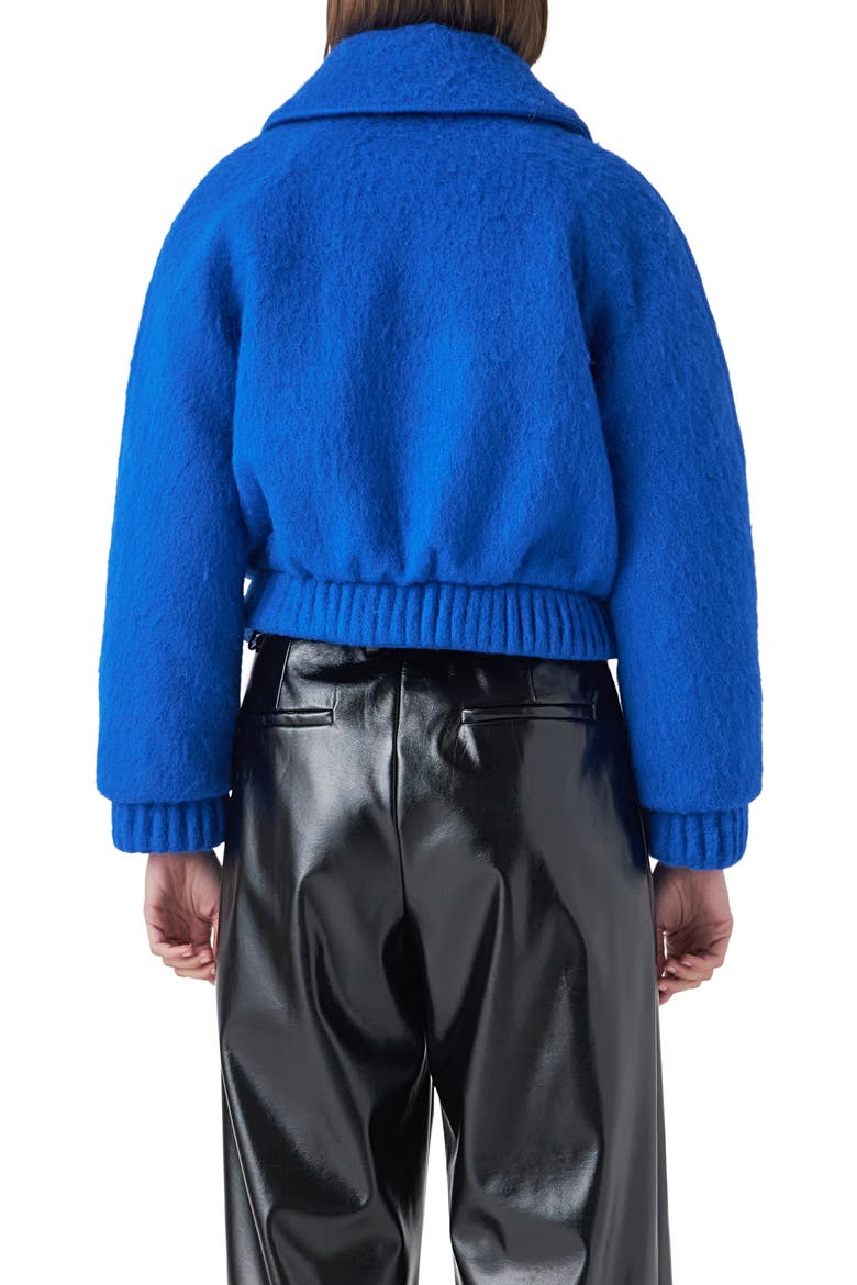 Felted Wool Blend Bomber Jacket, Alternate, color, BLUE
