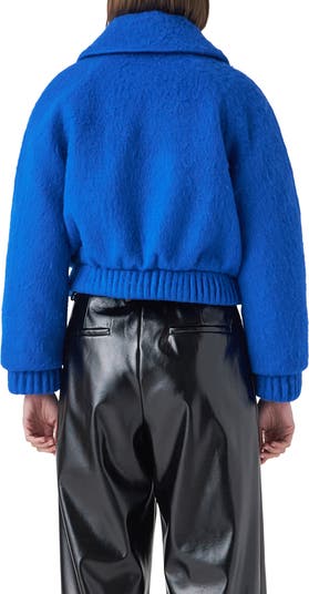 Felted Wool Blend Bomber Jacket