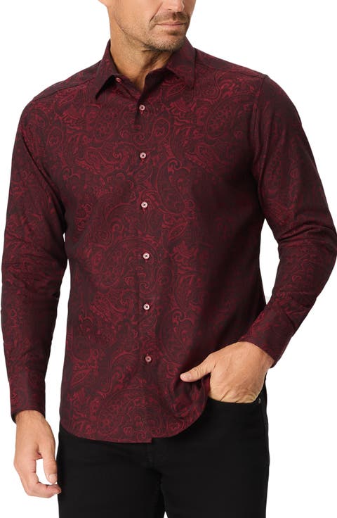 Hudson Paisley Stretch Cotton Button-Up Shirt