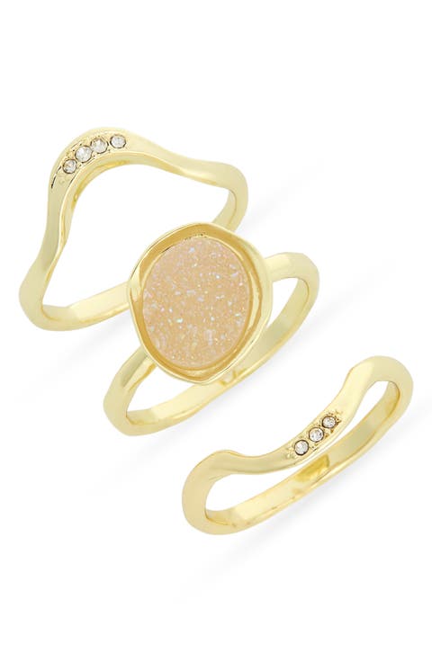 Set of 3 Drusy Stacking Rings