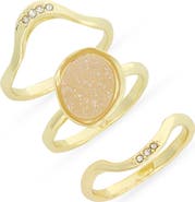 Covet Set of 3 Drusy Stacking Rings