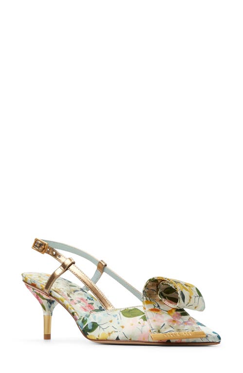 Ted Baker London Romy Pointed Toe Slingback Pump In White Floral