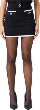 Endless Rose Jewel Button Accent Knit Miniskirt