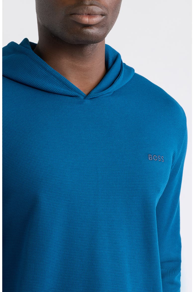 Waffle Knit Hooded Lounge T-Shirt, Alternate, color, TURQUOISE/ AQUA