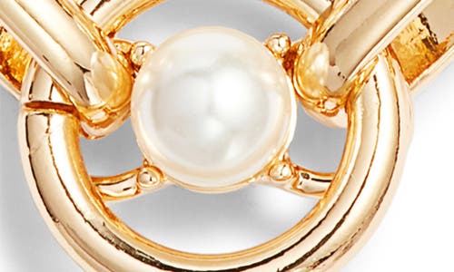Nordstrom Faux Pearl Round Link Necklace In Gold