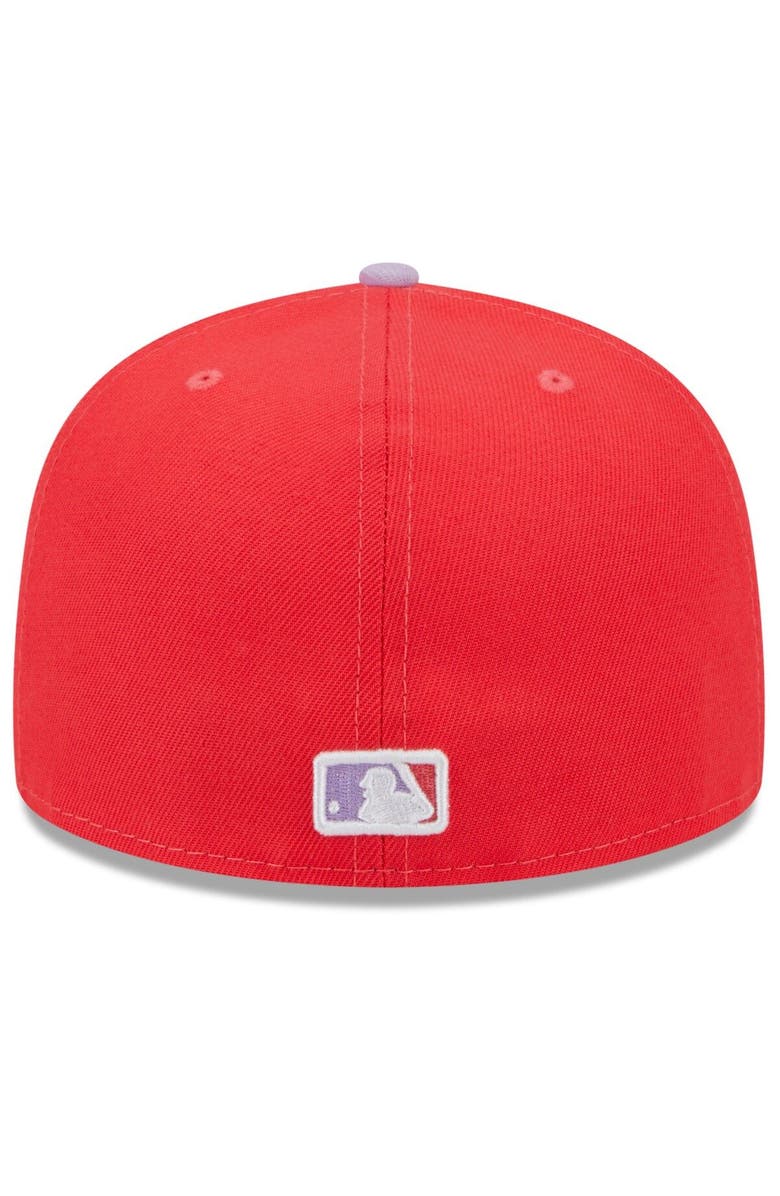 New Era Men's New Era Red/Lavender Oakland Athletics Spring Color Two-Tone 59FIFTY Fitted Hat, Alternate, color, Red