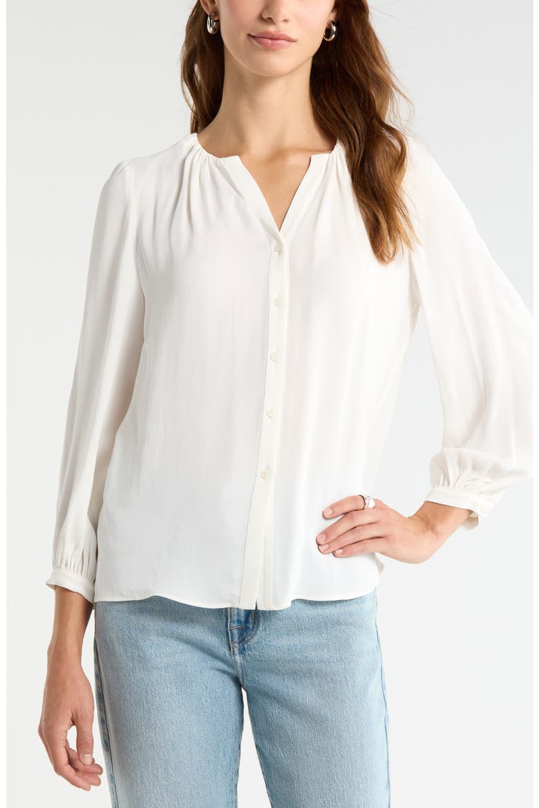 V-Neck Button-Up Top, Main, color, IVORY TOFU