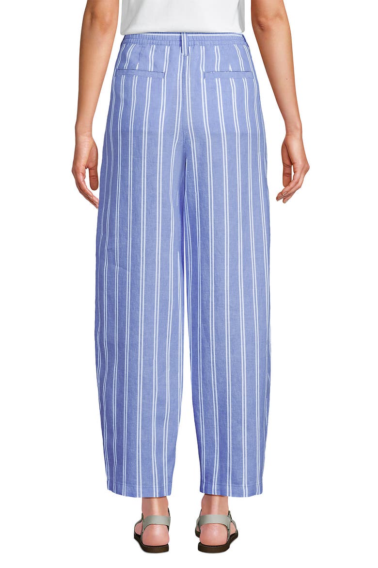 Linen High Rise Pleated Barrel Leg Pants, Alternate, color, Clear Blue Sky Double Stripe
