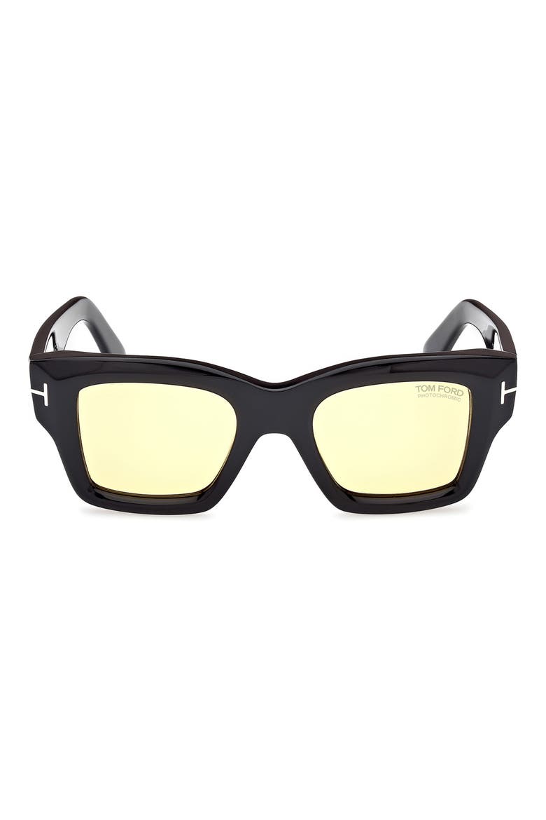 Ilias 50mm Square Sunglasses, Main, color, SHINY BLACK / AMBER