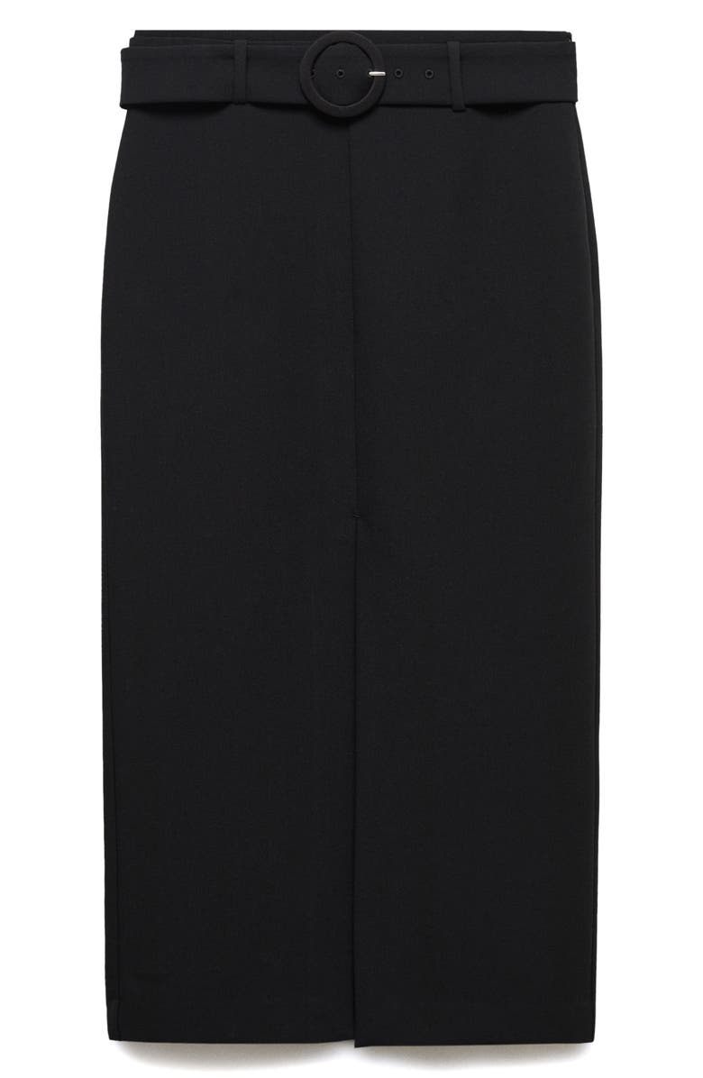 MANGO Belted Front Slit Midi Skirt, Alternate, color, 