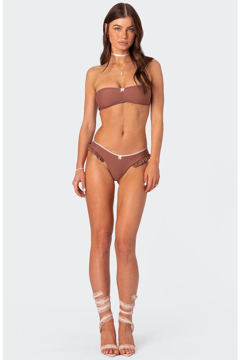 Maggie Ruffle Bikini Bottoms, Alternate, color, BROWN