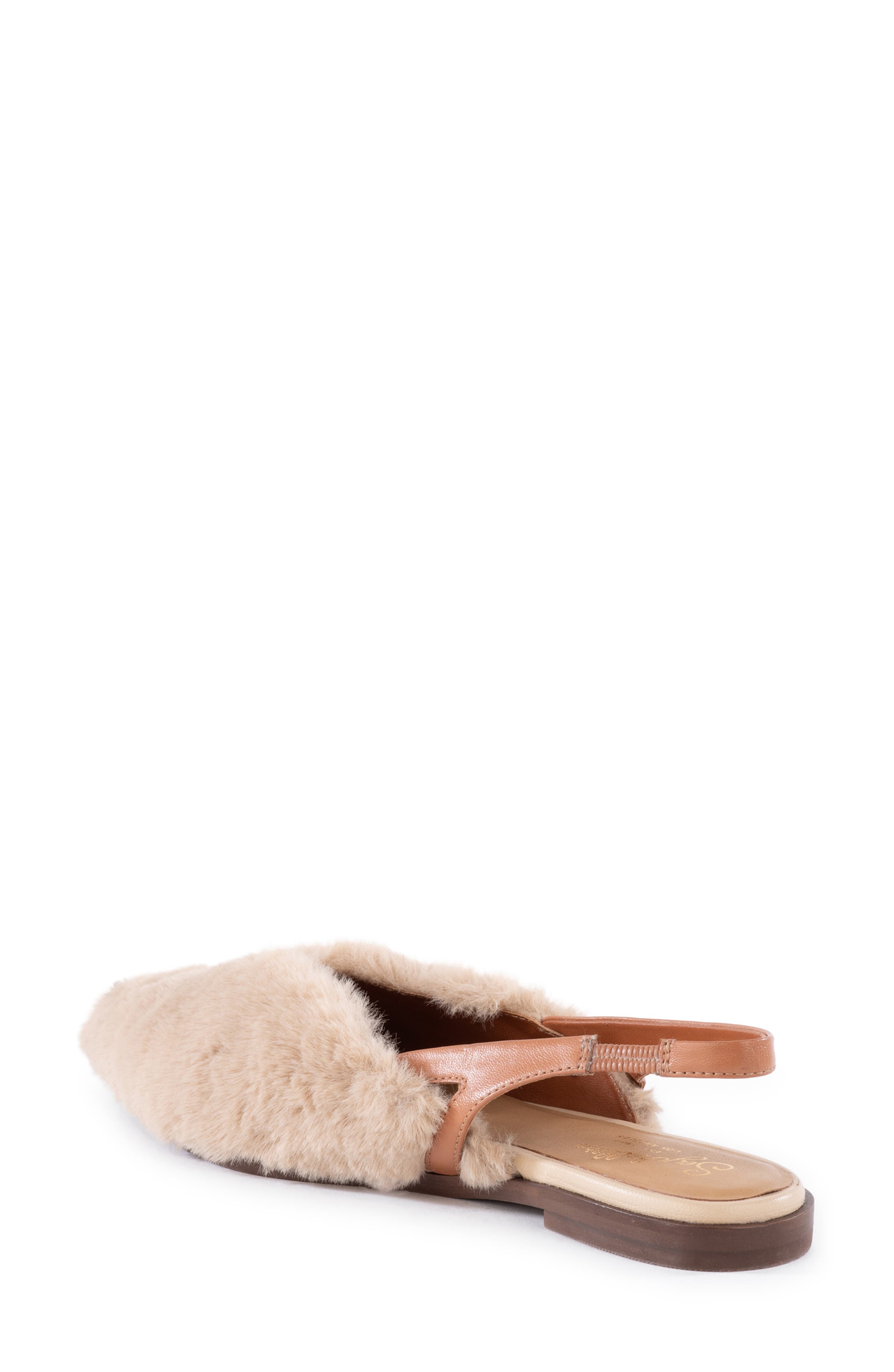 Seychelles Faux Shearling Pointed Toe Slingback Flat, Alternate, color, Natural Faux Fur
