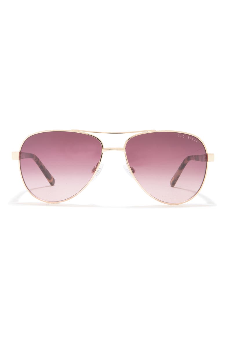 57mm Metal Frame Aviator Sunglasses, Main, color, LIGHT GOLD