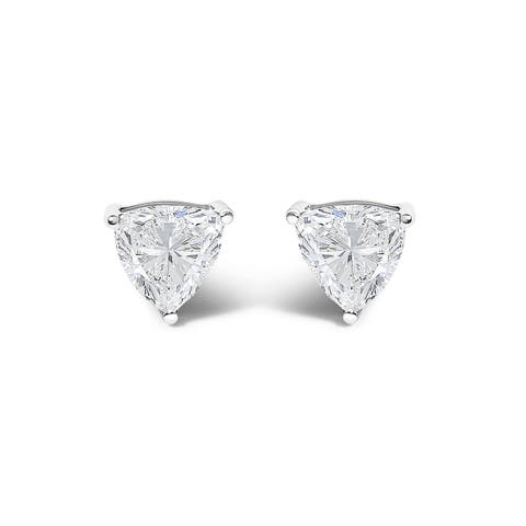 14K White Gold 1/2 Cttw Lab Grown Trillion Cut Solitaire Diamond Stud Earrings