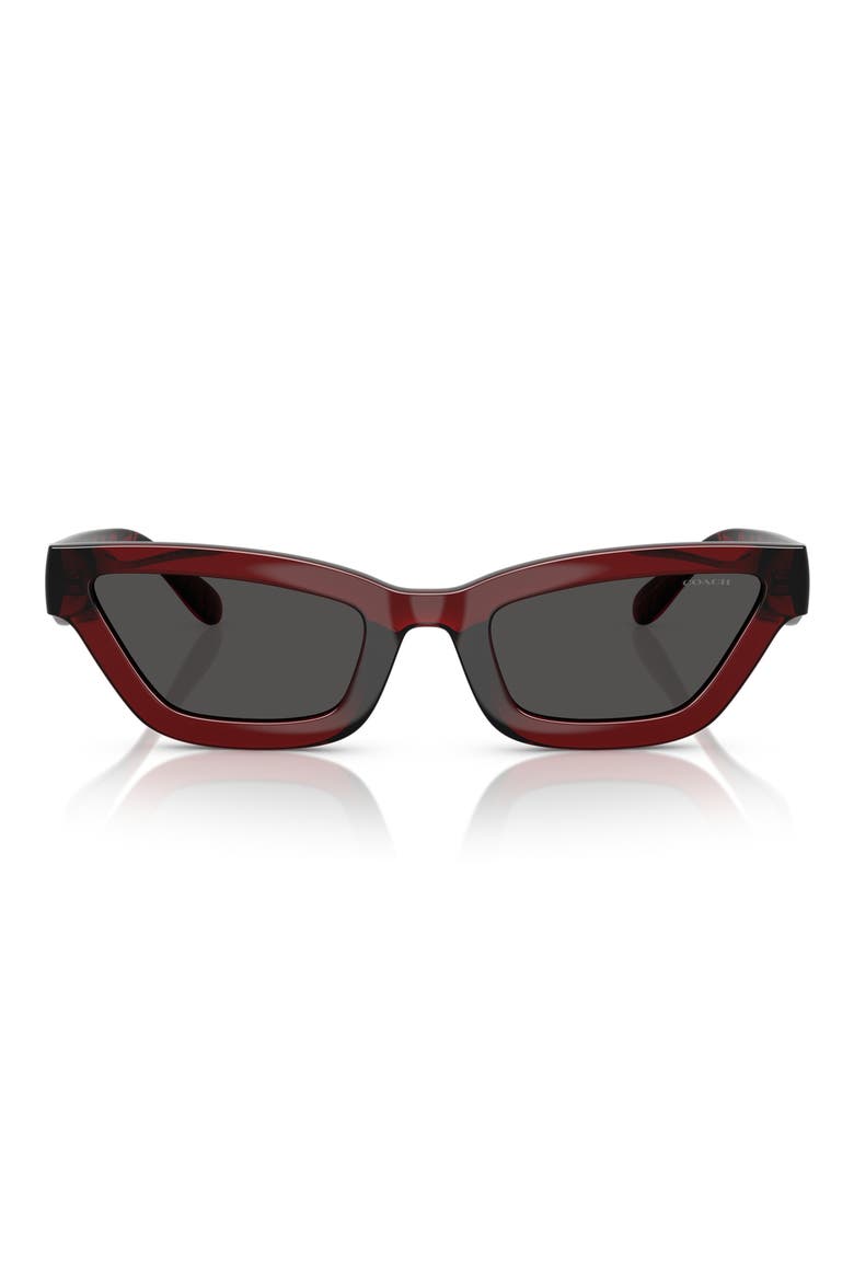 55mm Rectangular Sunglasses, Main, color, TRANSPARENT DEEP RED / GREY