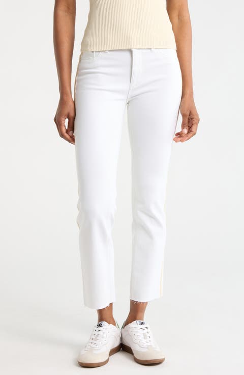 Mara Ankle Straight Leg Jeans (White Stripe)