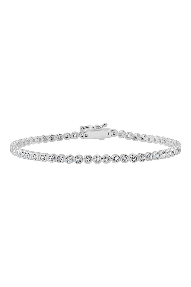 Round Cubic Zirconia Bracelet, Main, color, PURE PLATINUM/ CLEAR STONE