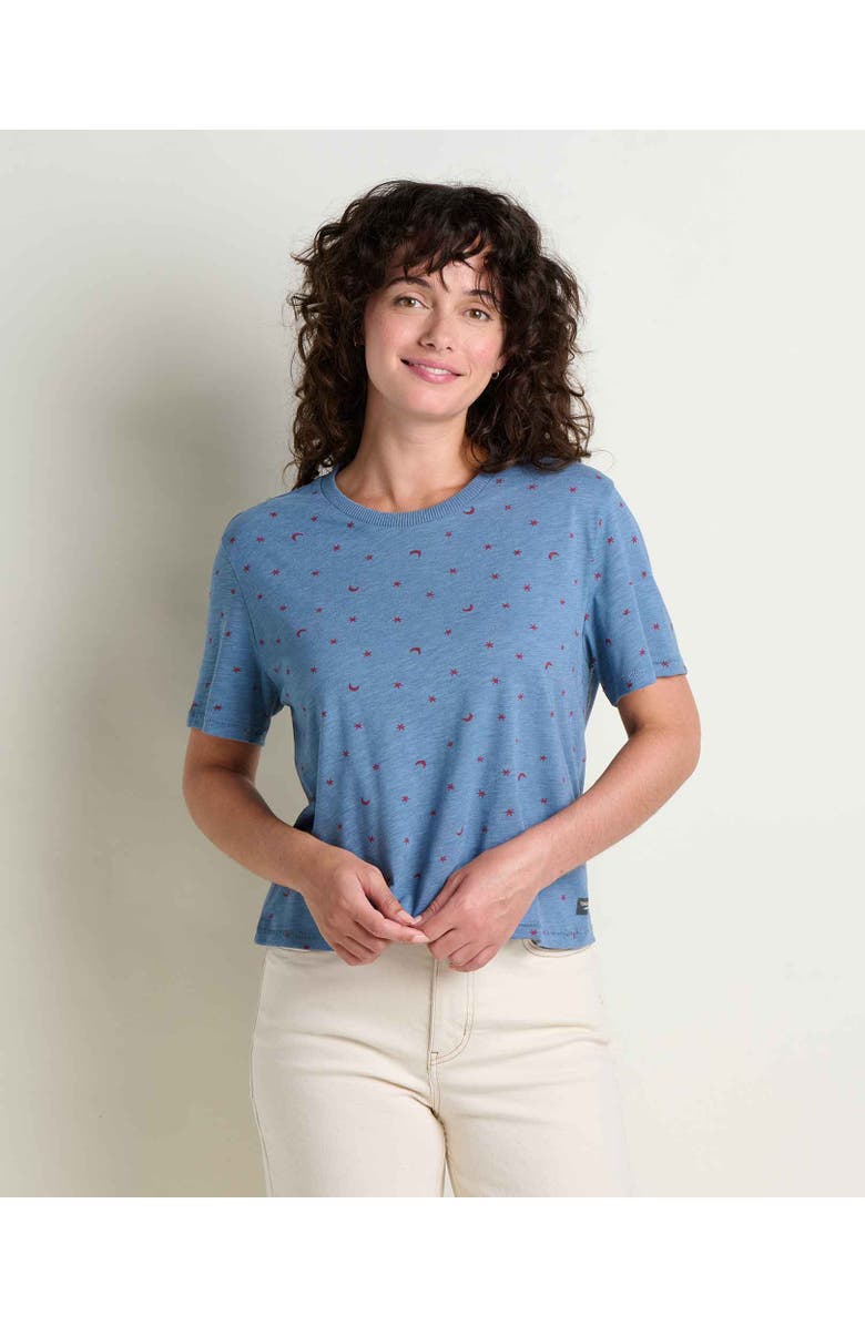 Toad & Co Women's Boundless Jersey Short Sleeve Crew, Main, color, Pacific Blue Print