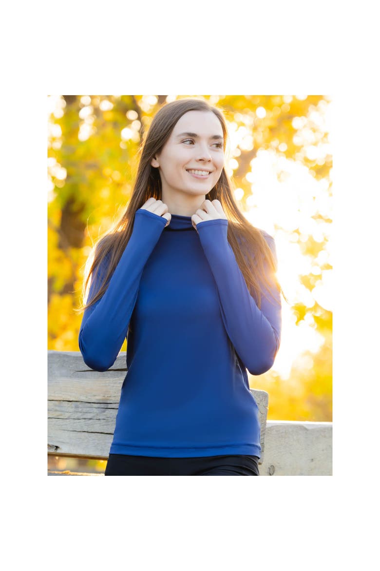 Women's Long Sleeve UV Protection Turtleneck Shirt, Alternate, color, Navy