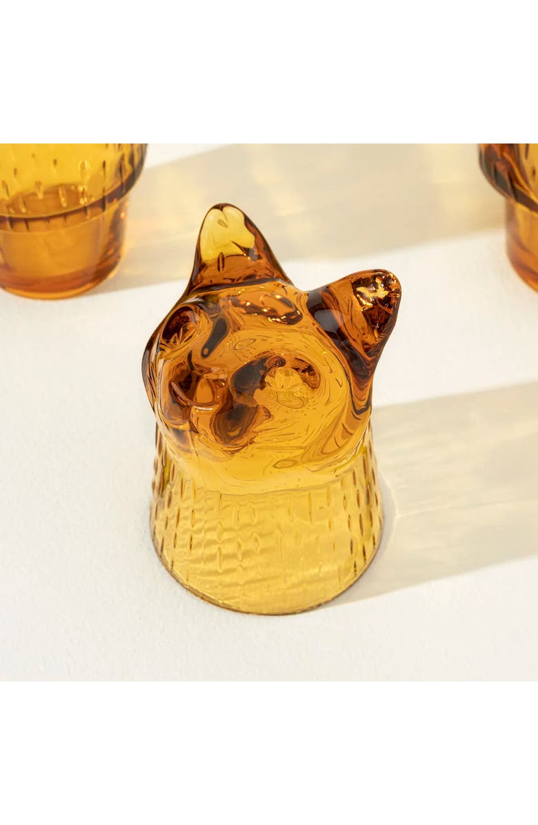 Uncommon Goods Amber Cat Stacking Glass Set by DOIY, Alternate, color, Amber