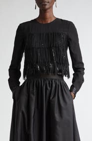 ST. JOHN Fringe & Sequin Top