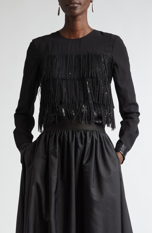 St John Sequined Fringed Blouse In Black